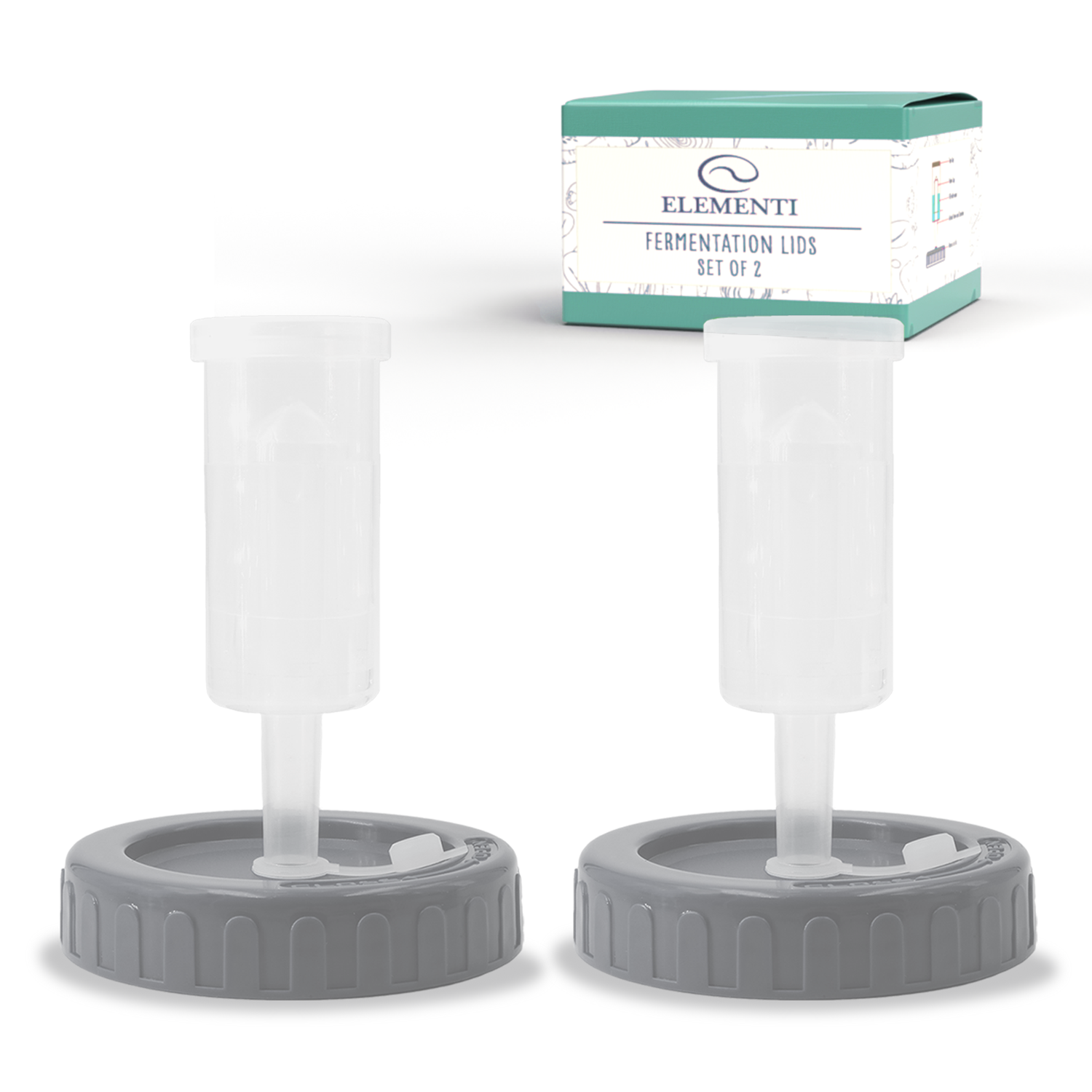 Elementi Fermentation Lids Set of 2 (Grey)