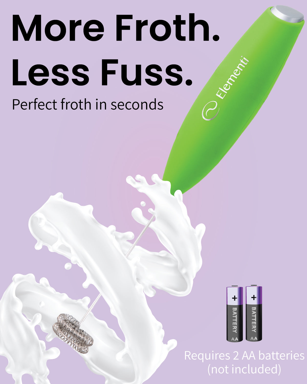 Elementi Handheld Milk Frother Double Whisk