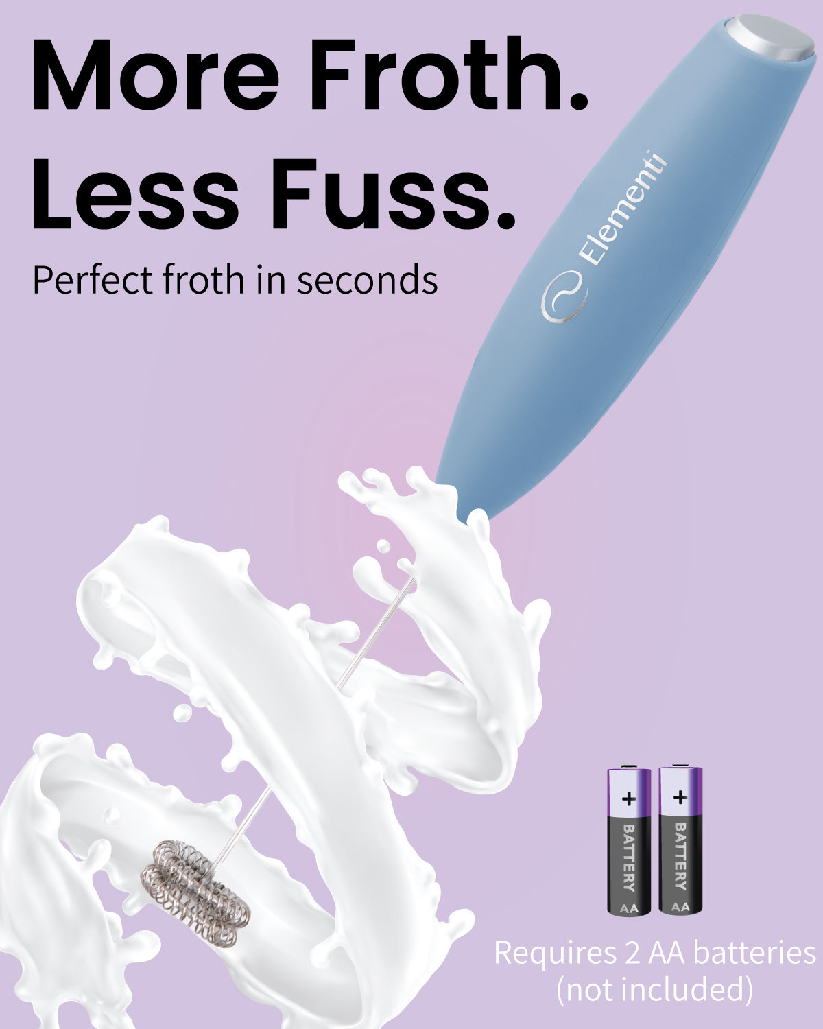 Elementi Handheld Milk Frother Double Whisk