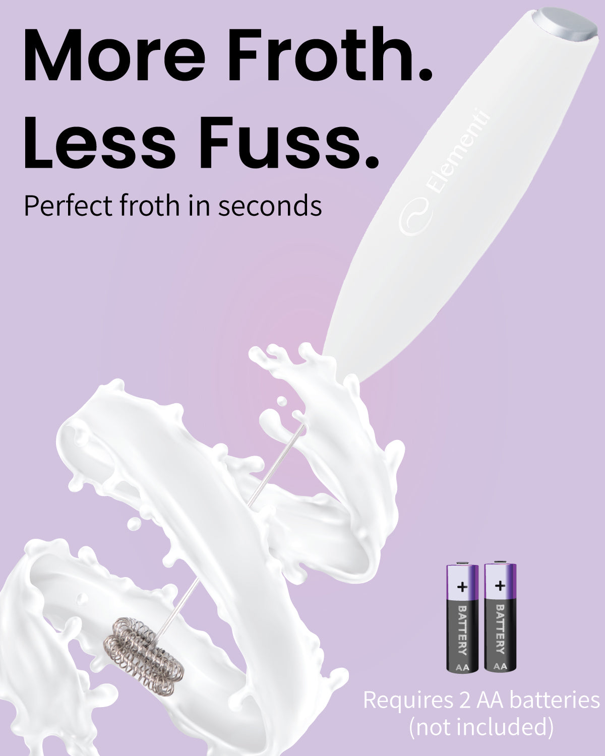 Elementi Handheld Milk Frother Double Whisk