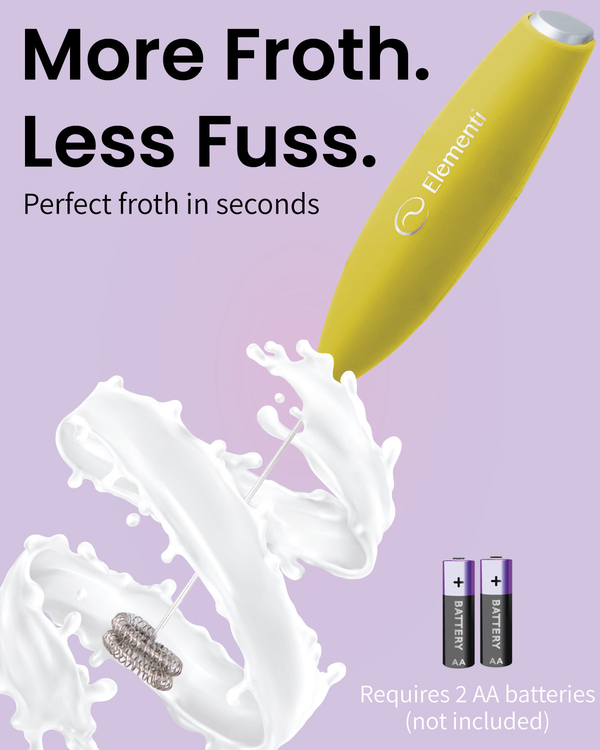 Elementi Handheld Milk Frother Double Whisk