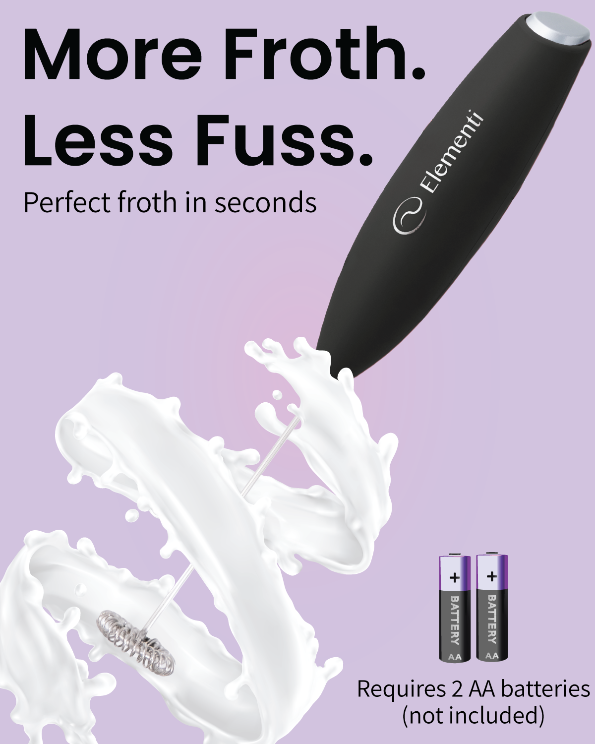 Elementi Handheld Milk Frother (Silver)