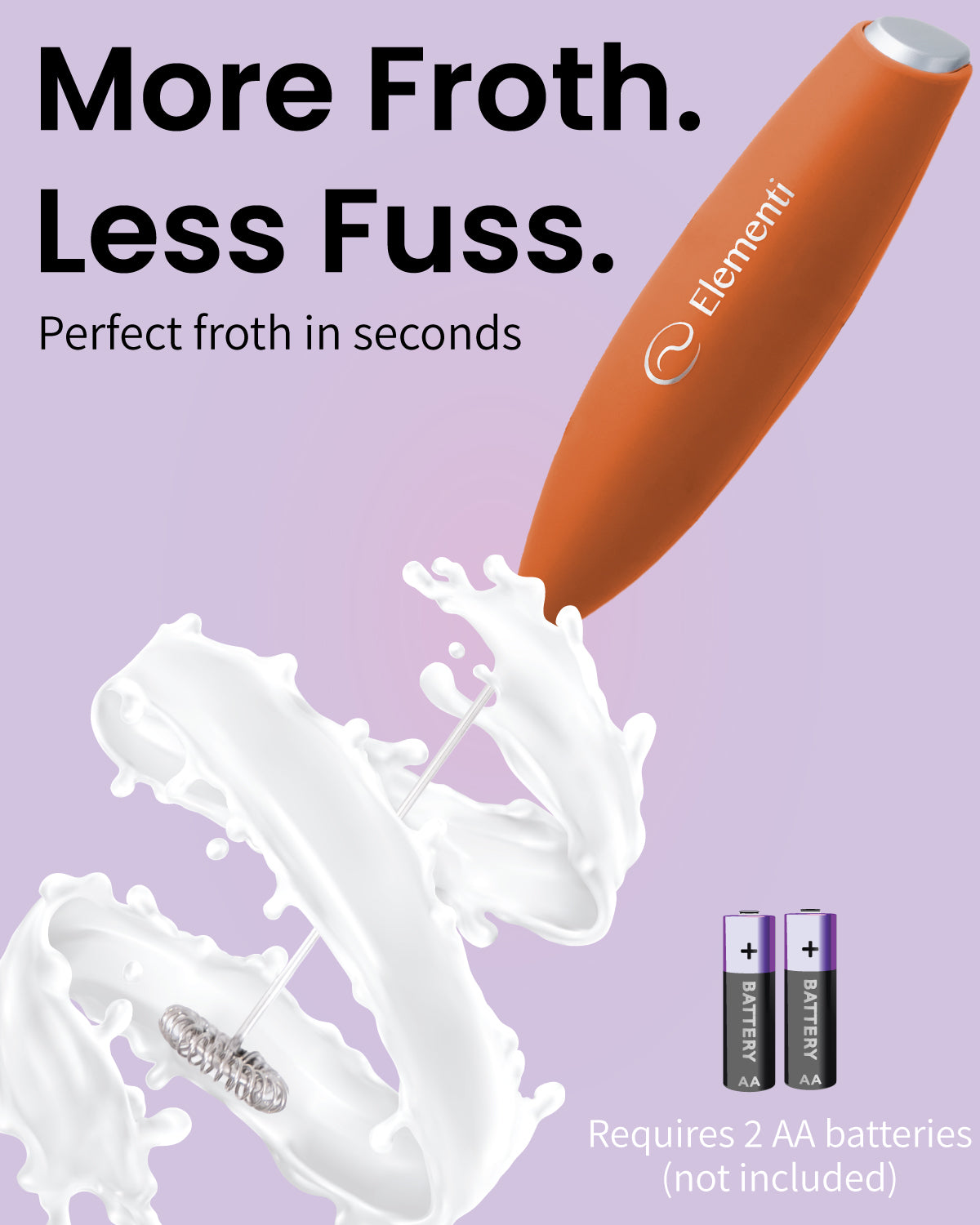 Elementi Handheld Milk Frother (Orange)