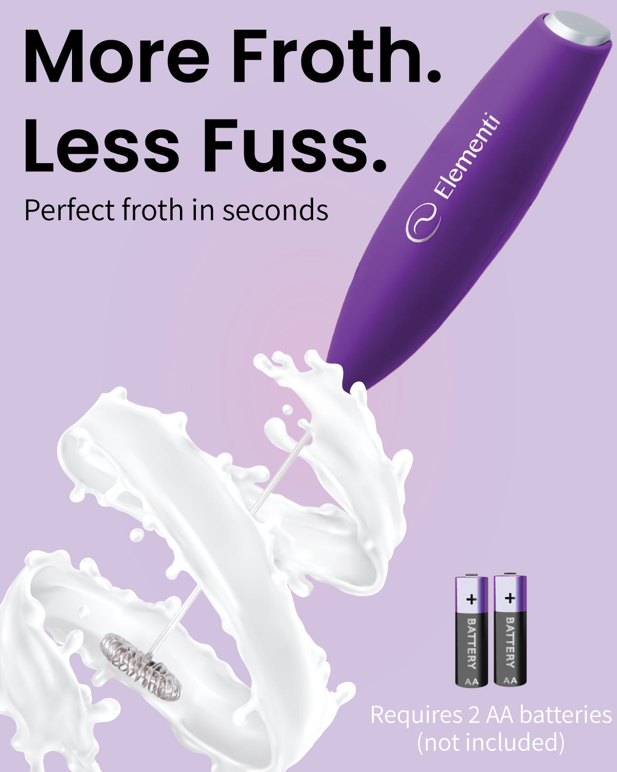 Elementi Handheld Milk Frother (Purple)
