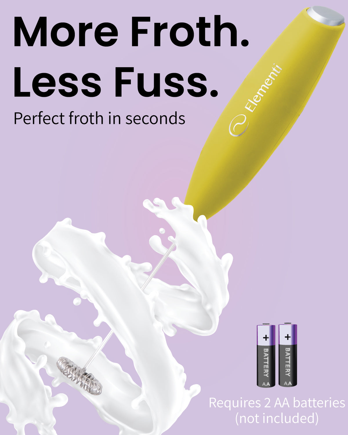 Elementi Handheld Milk Frother (Yellow)