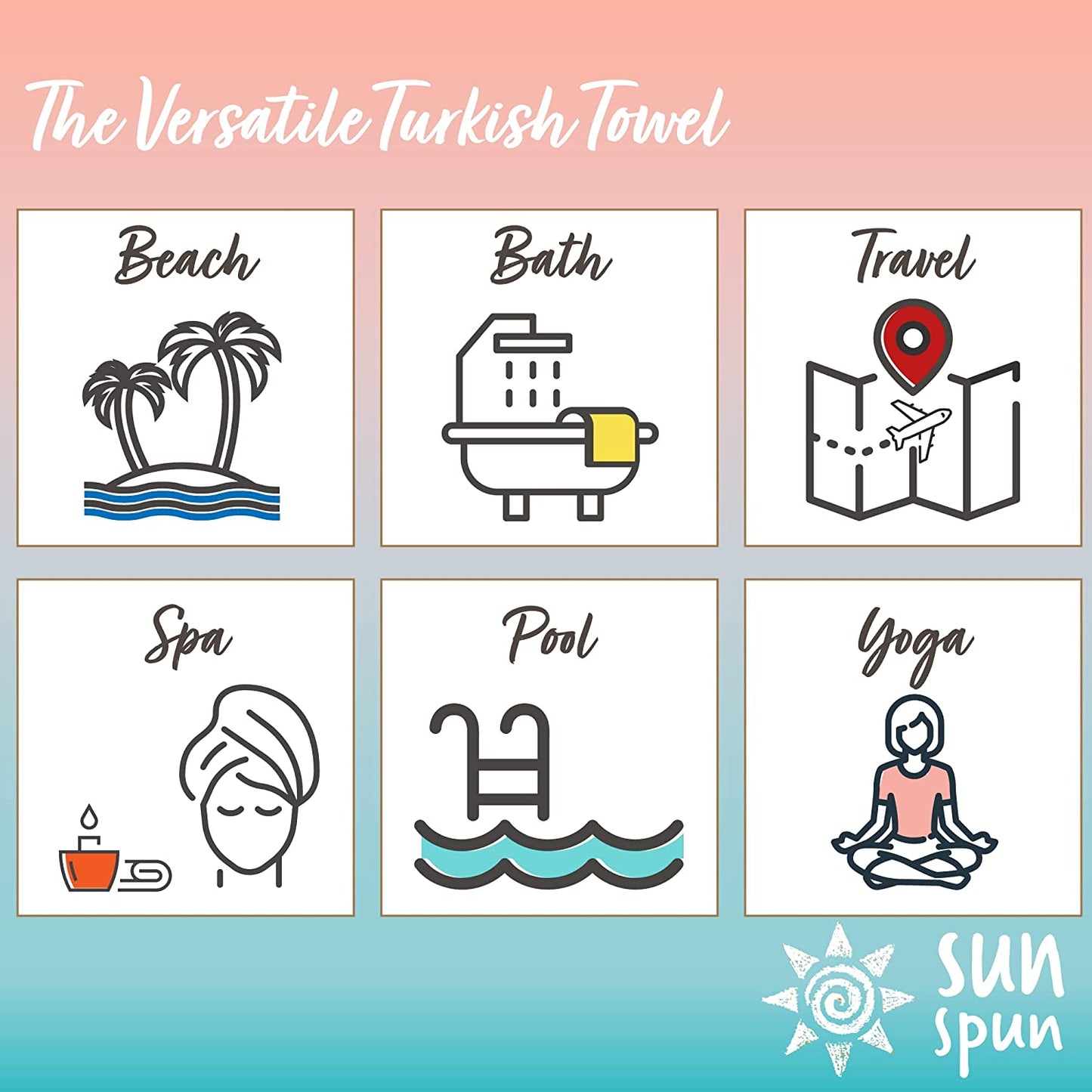 Elementi Turkish Beach Towel by SunSpun Linens (Red)