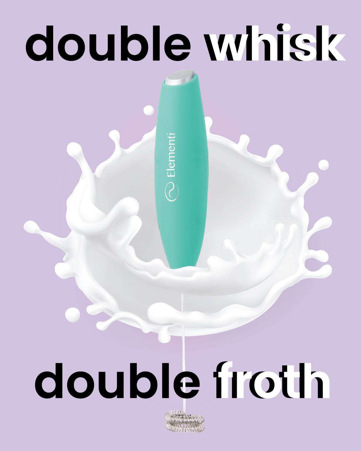 Elementi Handheld Milk Frother Double Whisk (Mint Green)