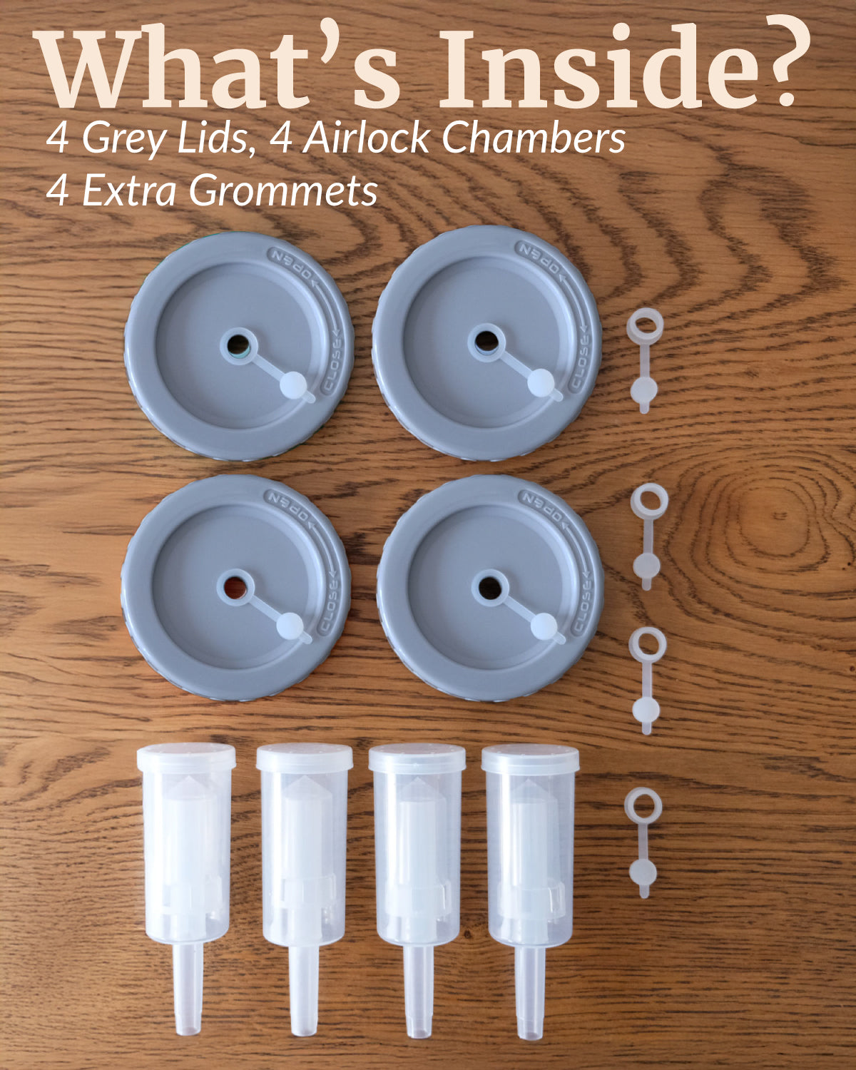 Elementi Fermentation Lids Set of 4 (Grey)