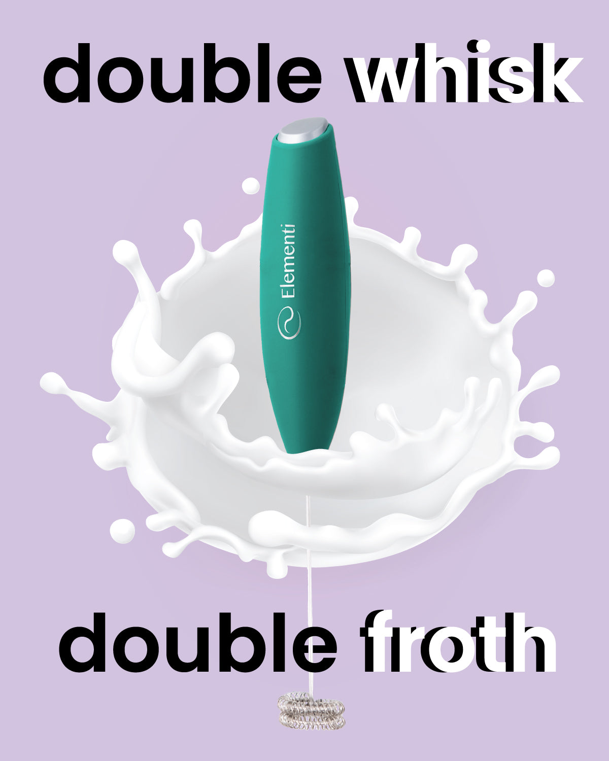 Elementi Handheld Milk Frother Double Whisk (Emerald Green)