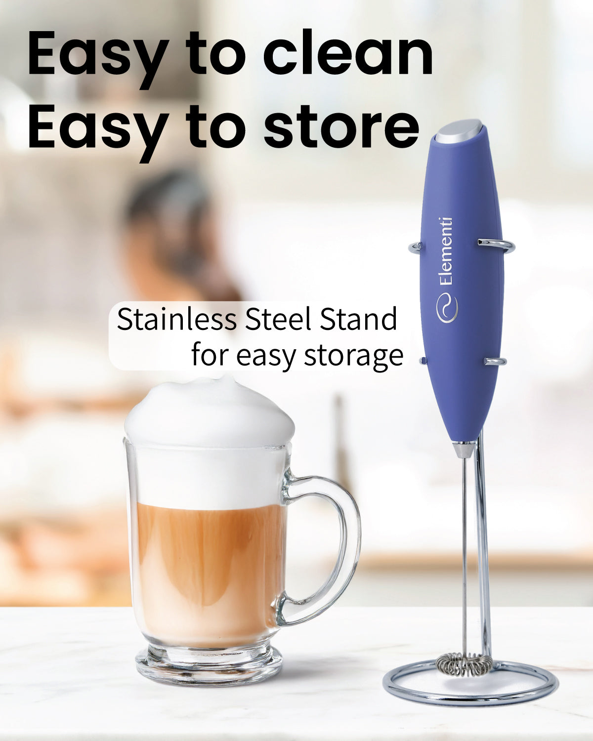 Elementi Handheld Milk Frother (Periwinkle)