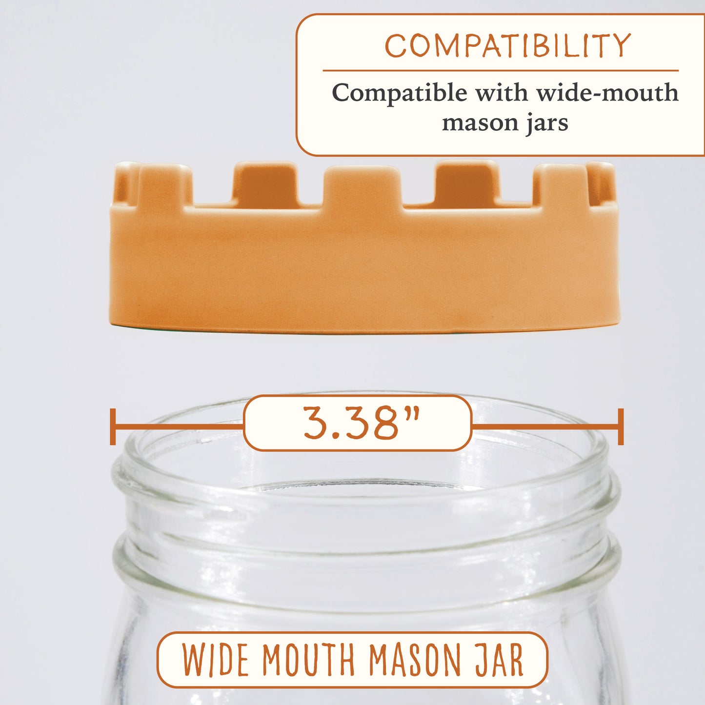 Elementi Sprouting Kit - Set of 2 Sprouting Lids for Wide Mouth Mason Jars (Maple Orange)