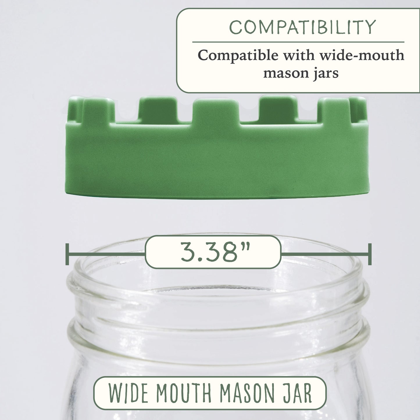 Elementi Sprouting Kit - Set of 2 Sprouting Lids for Wide Mouth Mason Jars (Sage Green)