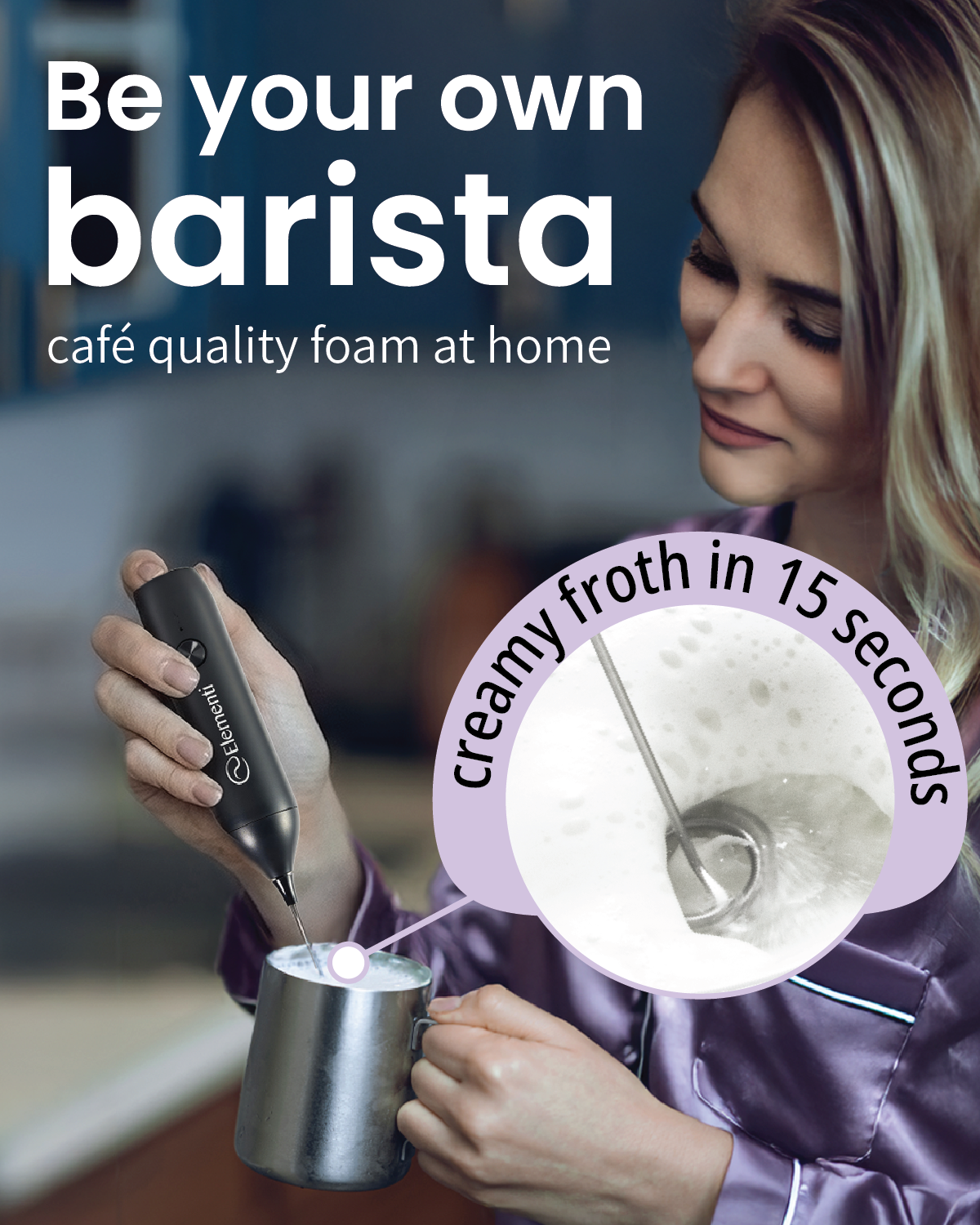 Elementi Rechargeable Milk Frother Wand