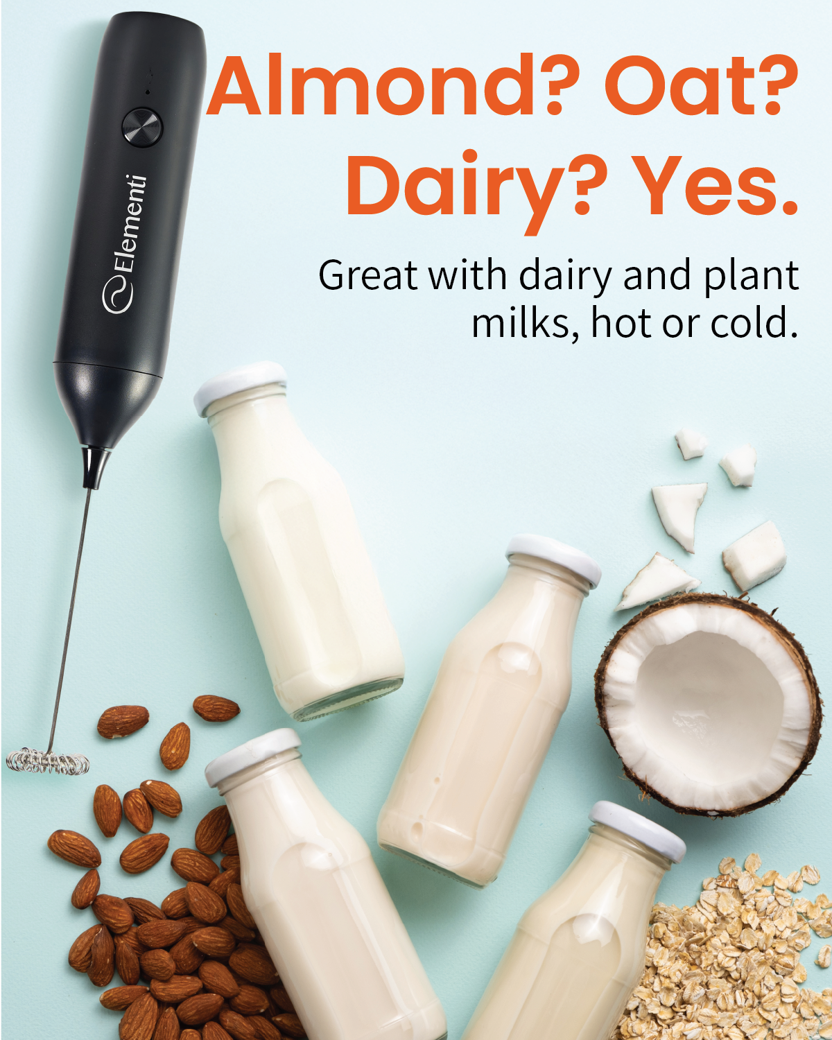 Elementi Rechargeable Milk Frother Wand