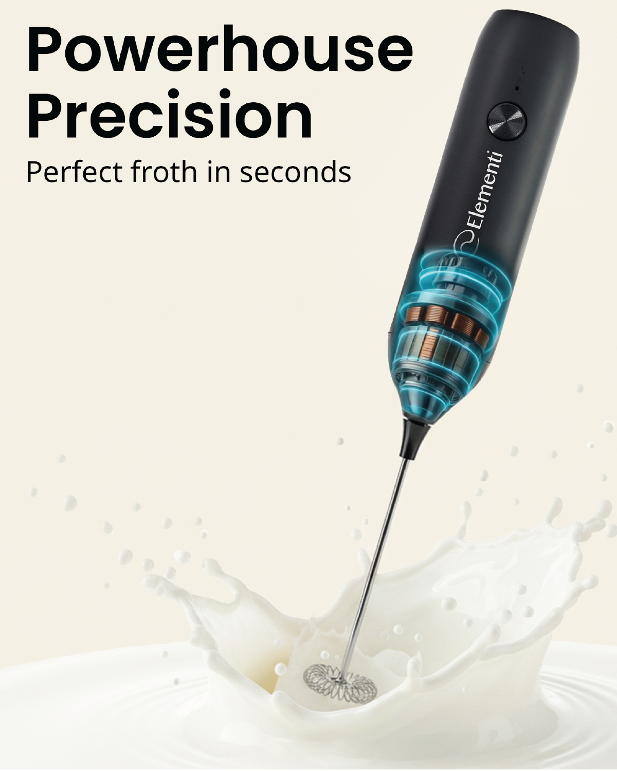 Elementi Rechargeable Milk Frother Wand