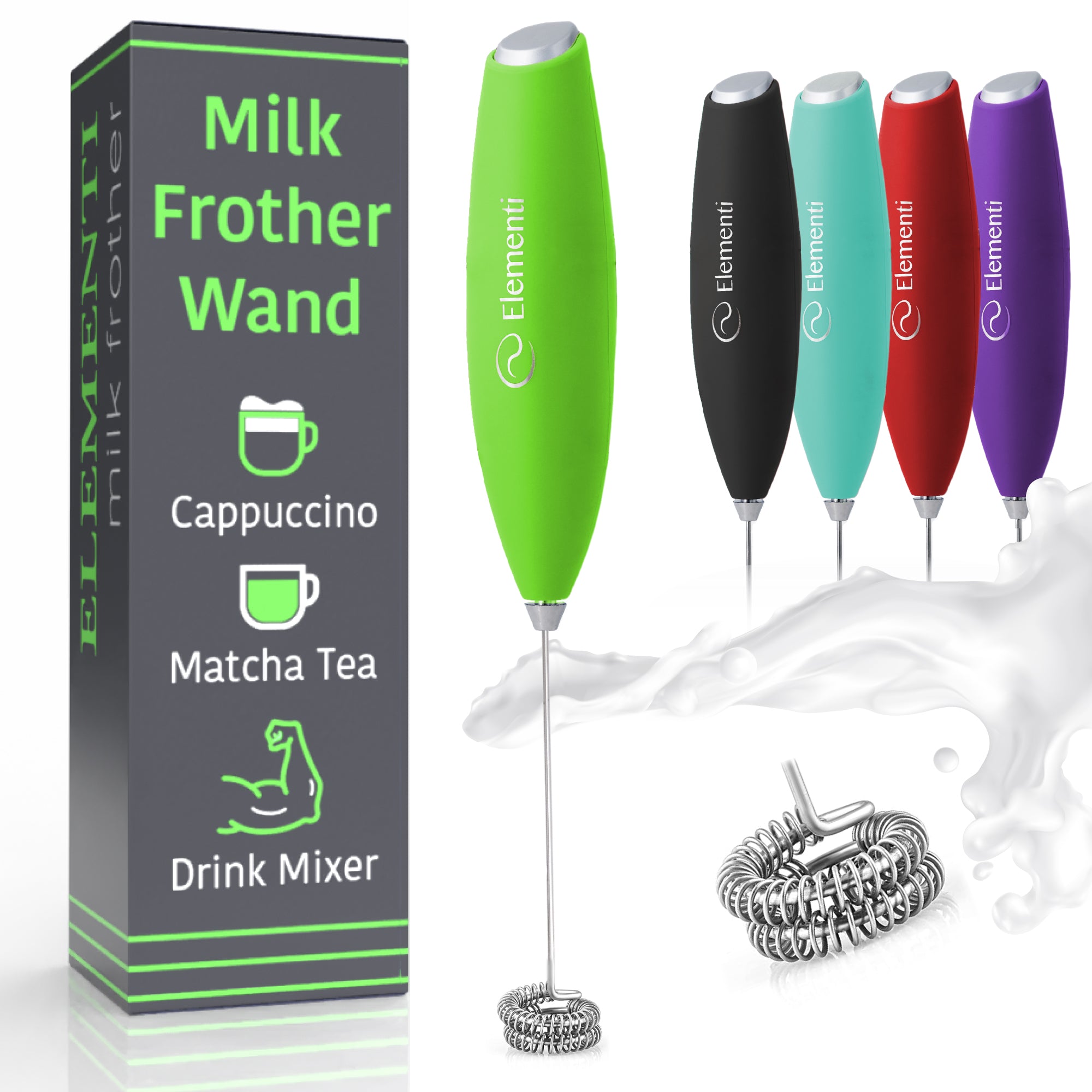 Elementi Handheld Milk Frother Double Whisk