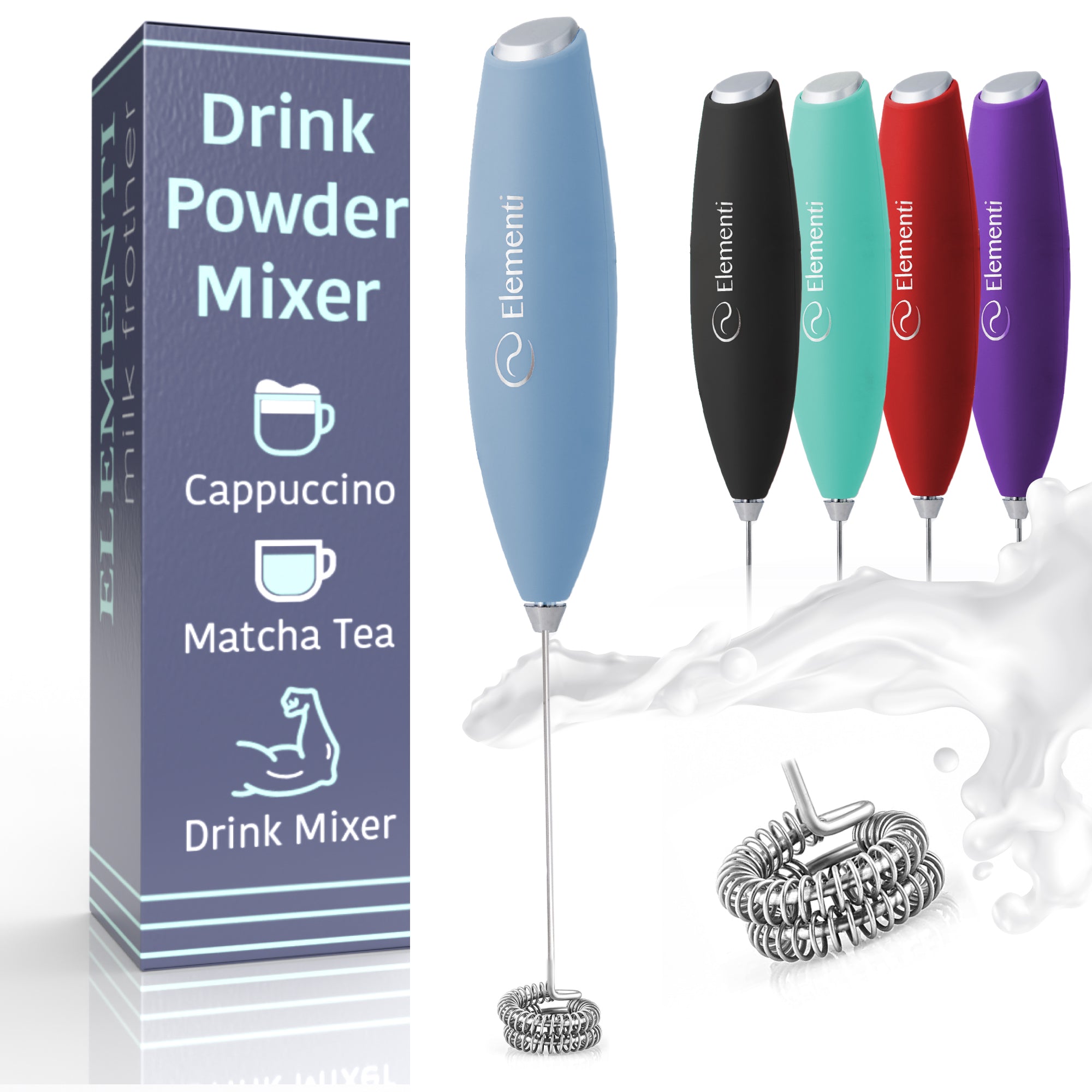 Elementi Handheld Milk Frother Double Whisk