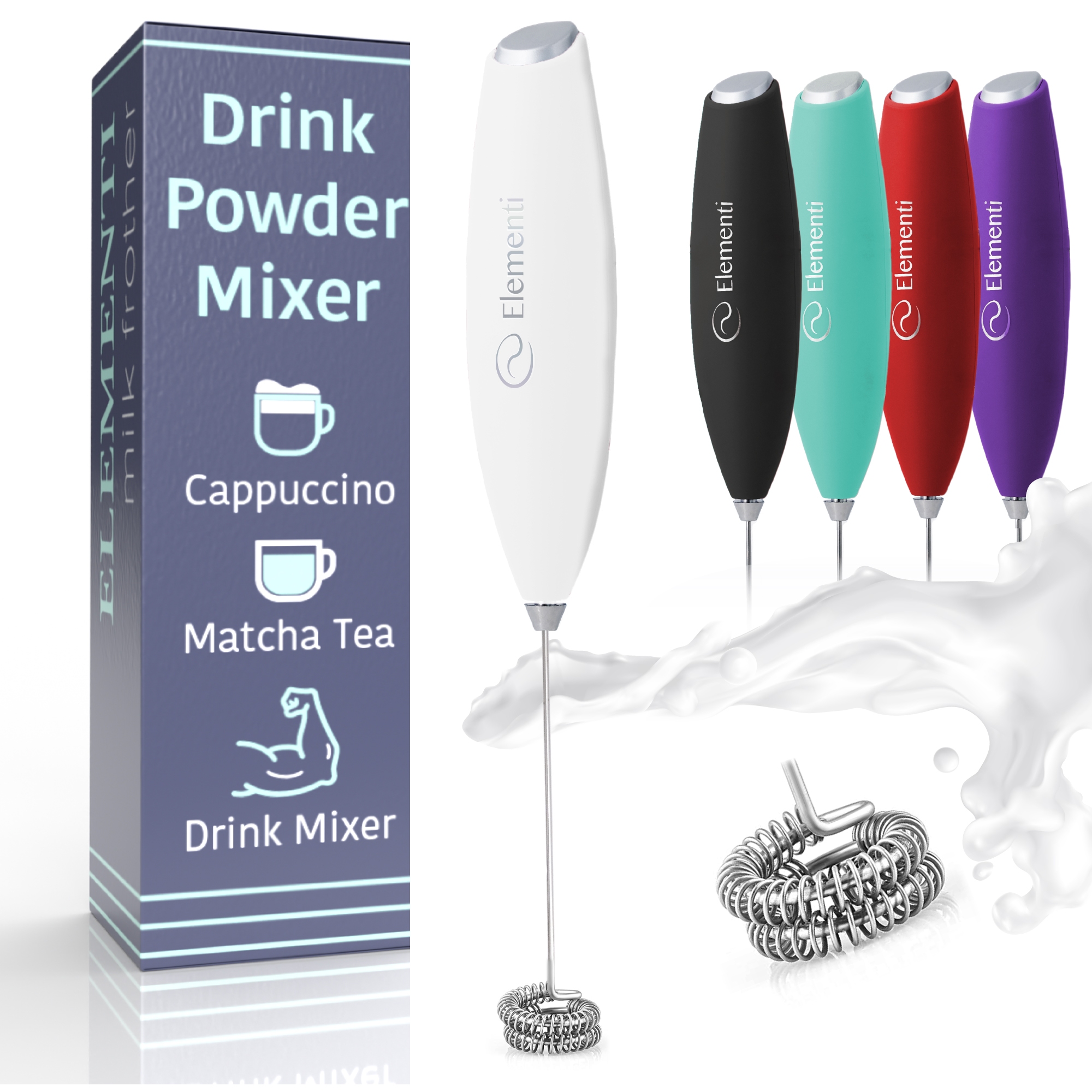 Elementi Handheld Milk Frother Double Whisk