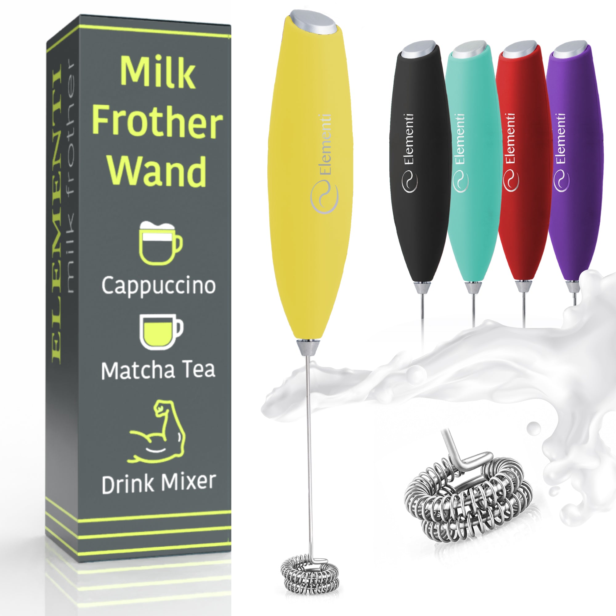 Elementi Handheld Milk Frother Double Whisk
