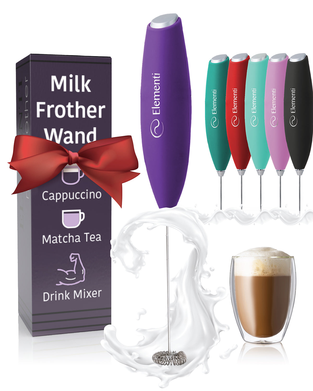 Elementi Milk Frother Handheld No Stand