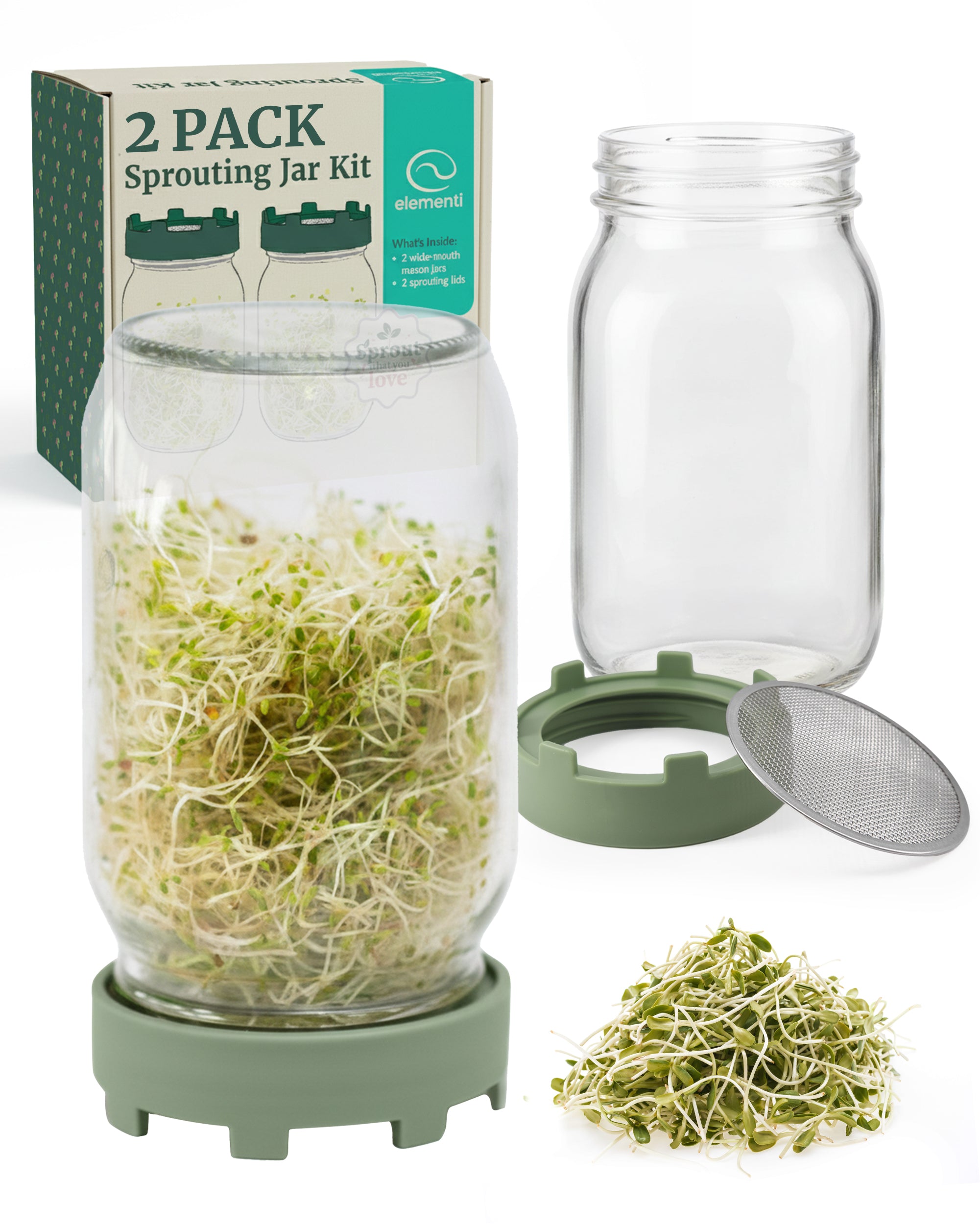 Elementi Sprouting Jar Kit - Set of 2