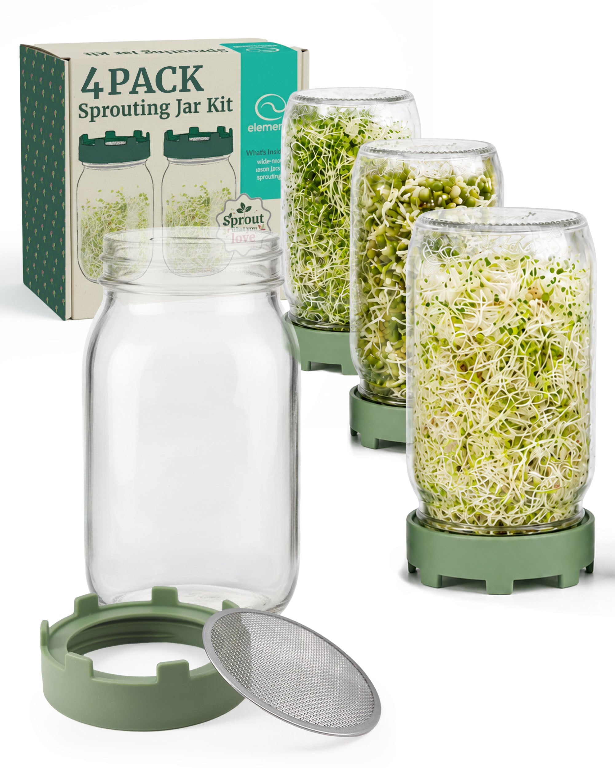 Elementi Sprouting Jar Kit - Set of 4