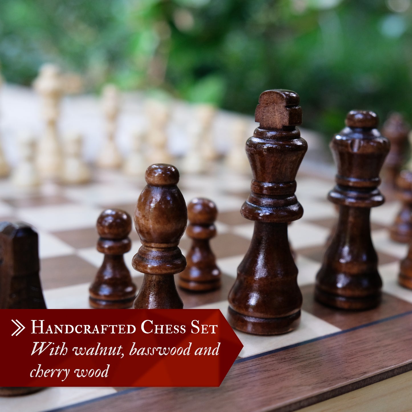Magnetic Wooden Chess Board Set for Adults and Kids - 15 inch Chess Sets