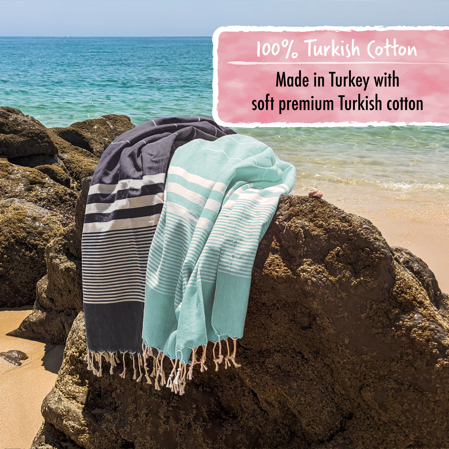 Elementi Turkish Beach Towel by SunSpun Linens (Grey)