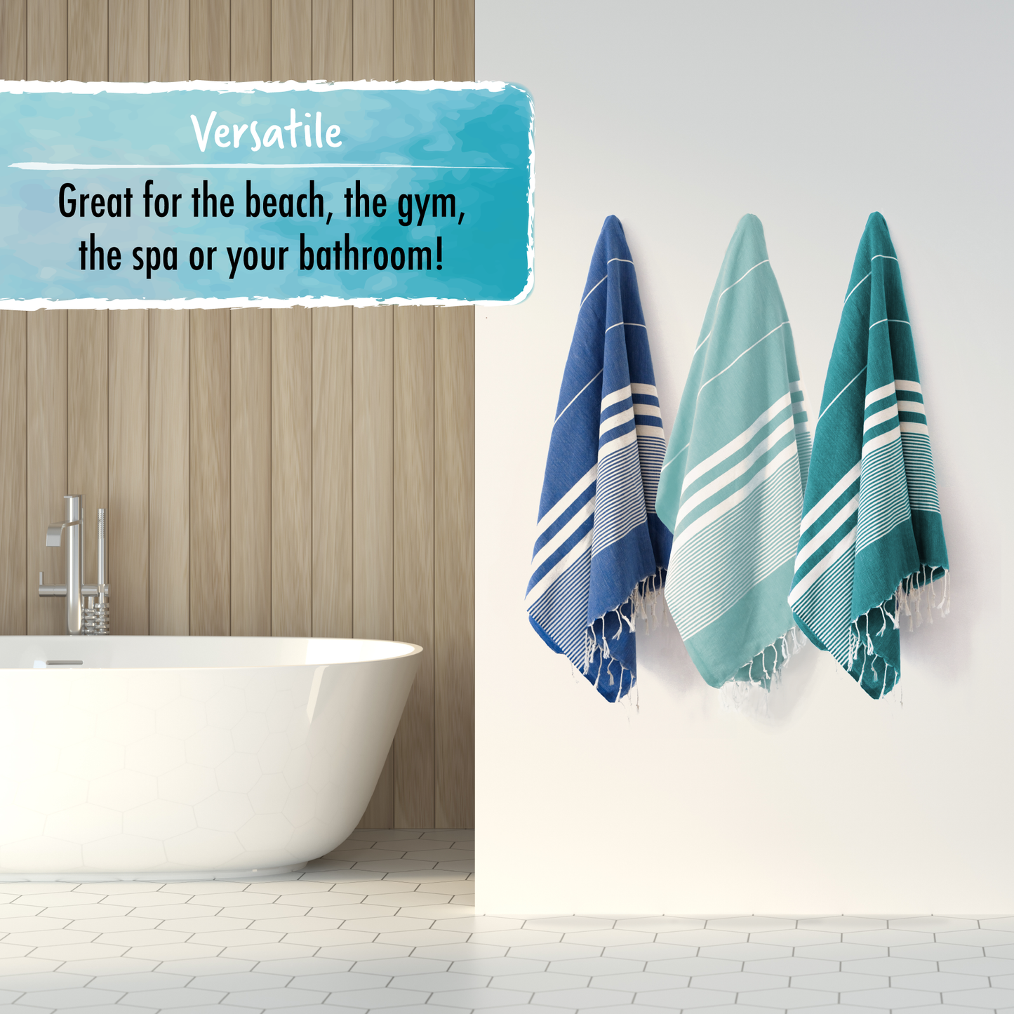 Elementi Turkish Beach Towel by SunSpun Linens (Blue)