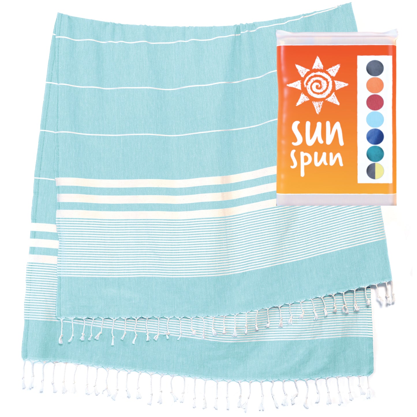 Elementi Turkish Beach Towel by SunSpun Linens (Aqua)
