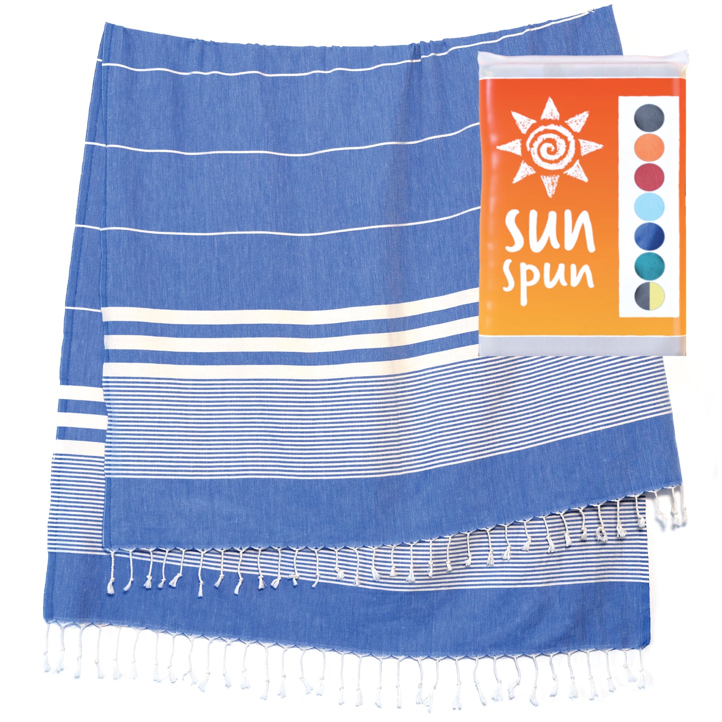 Elementi Turkish Beach Towel by SunSpun Linens (Blue)