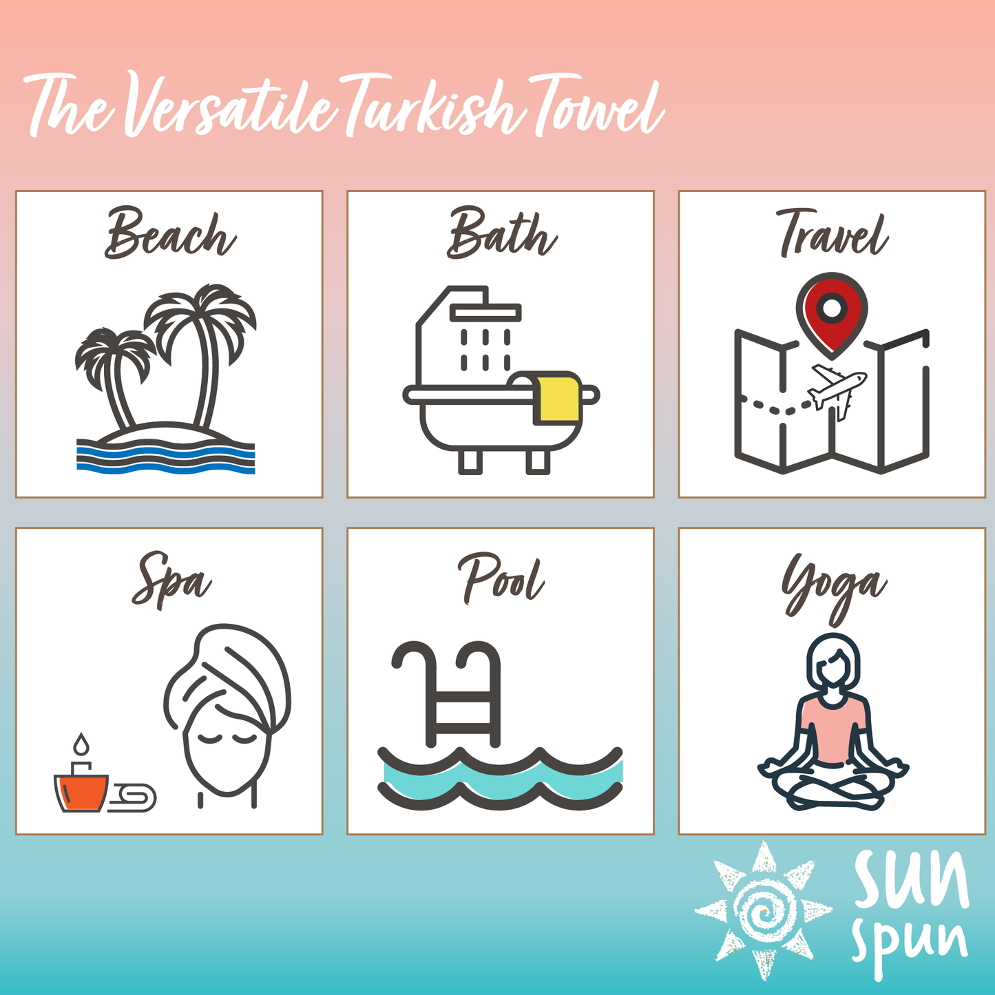 Elementi Turkish Beach Towel by SunSpun Linens (Grey)