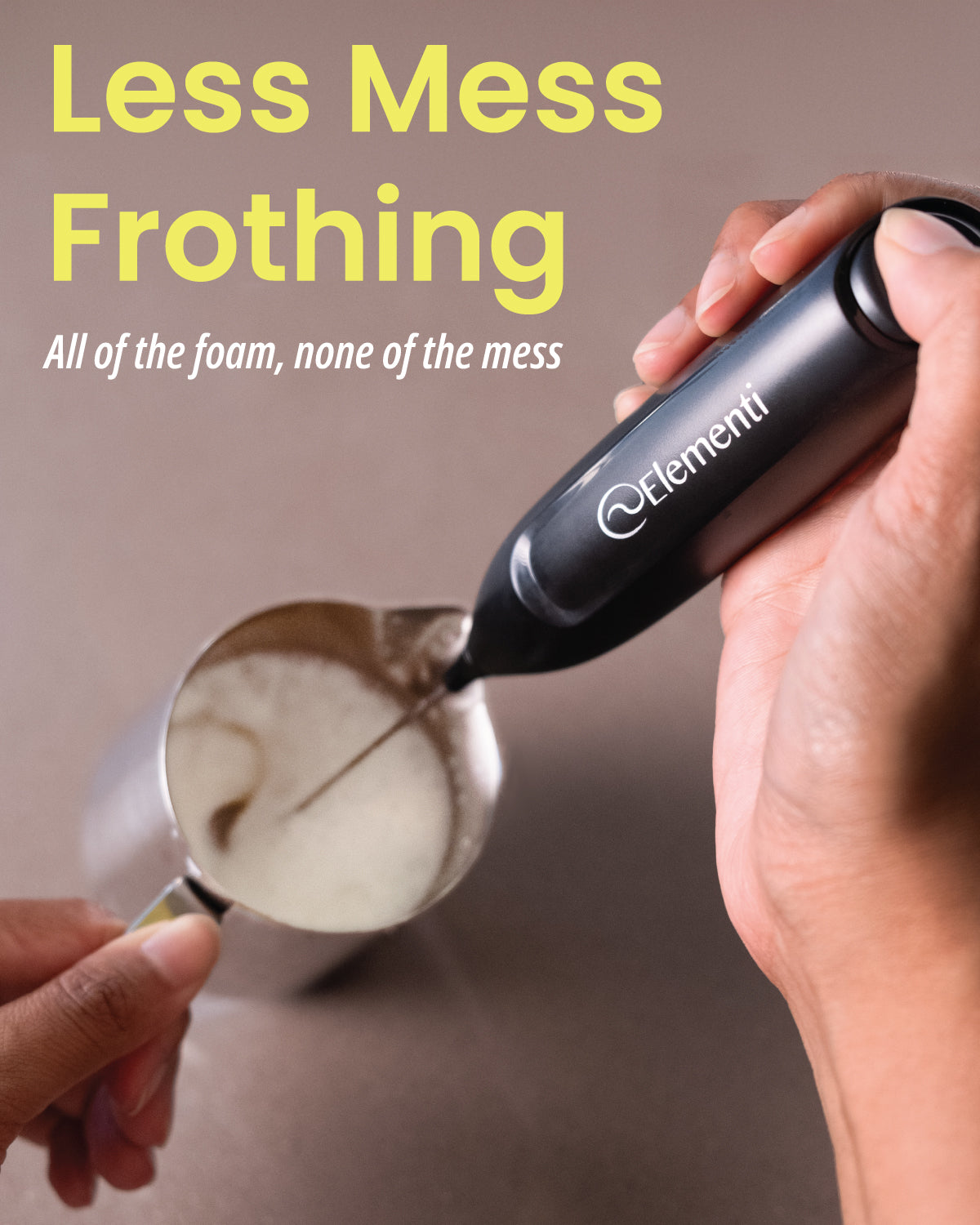 Elementi Powerful Frother Wand – Lightweight Milk Frother (Orange)