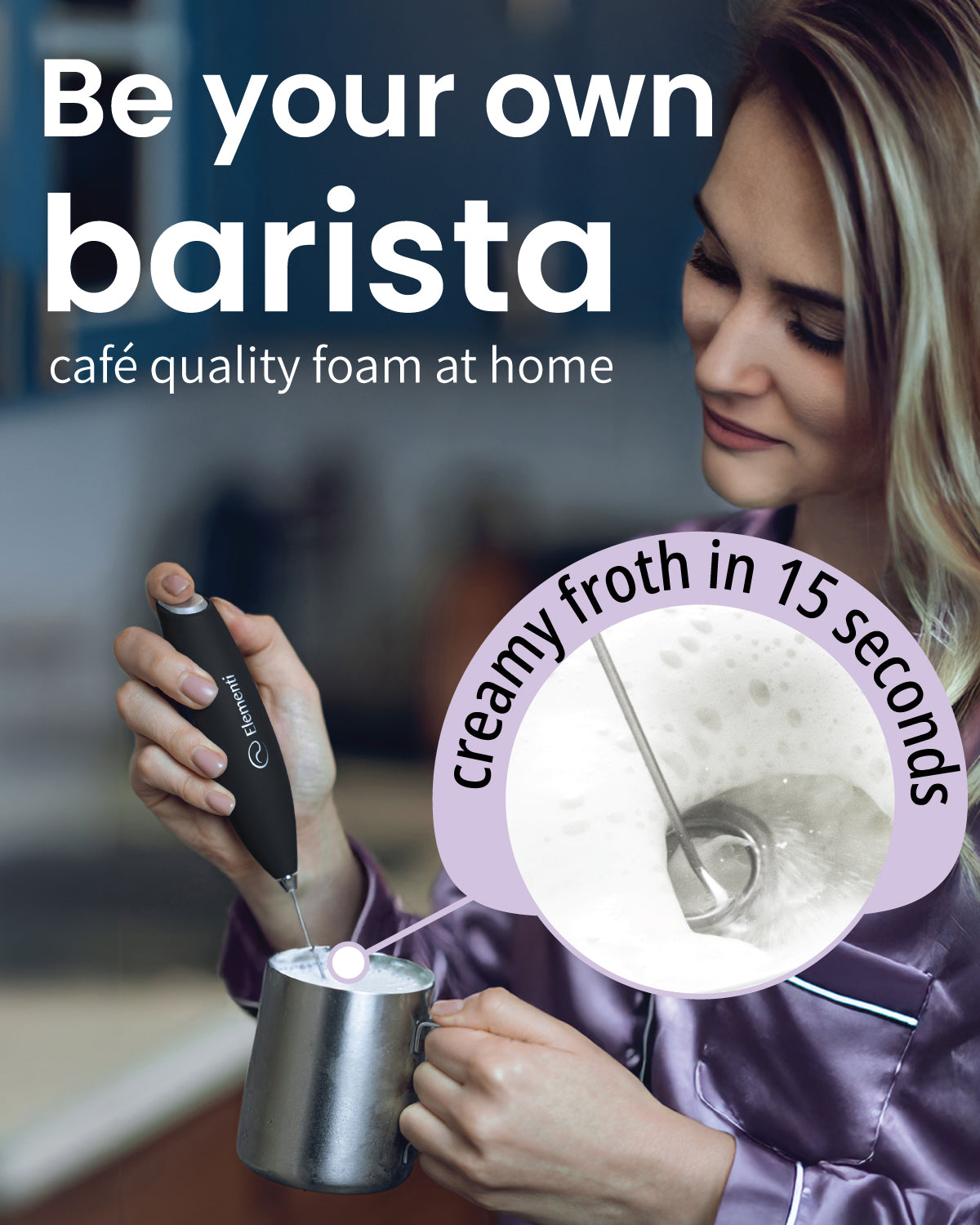 Elementi Handheld Milk Frother Double Whisk