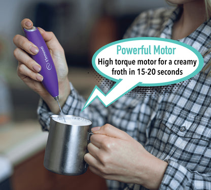 Elementi Milk Frother Handheld Double Whisk (Purple)