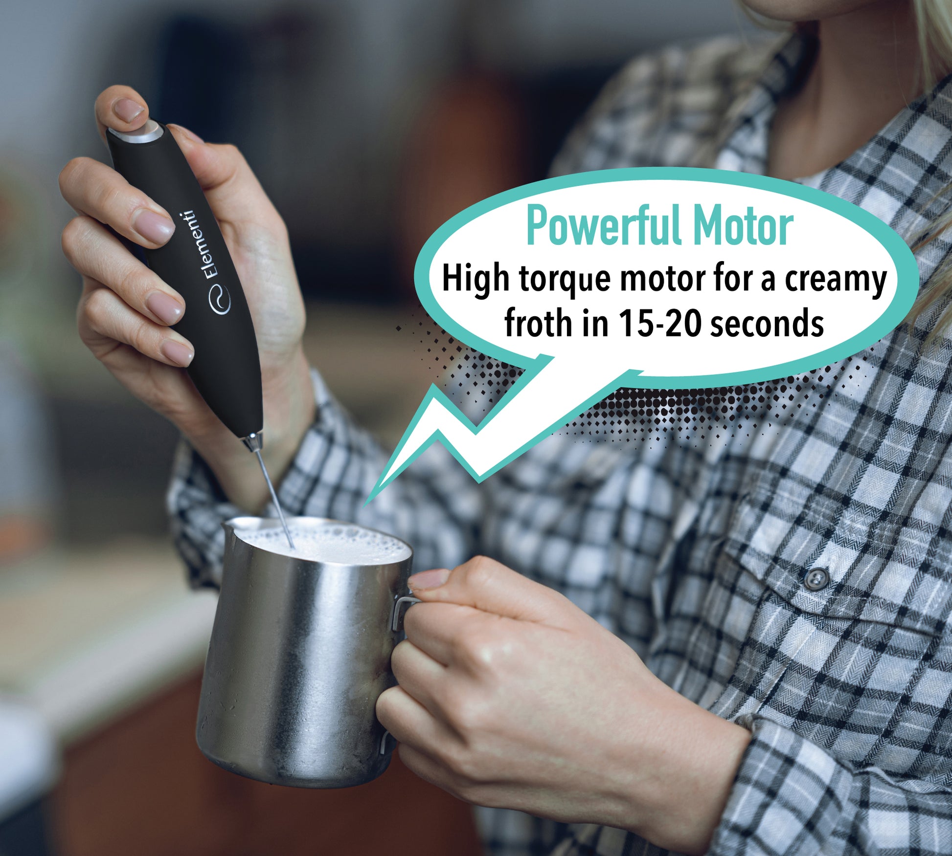 Powerful Double Whisk Milk Frother - Handheld Coffee Blender Frother for  Lattes