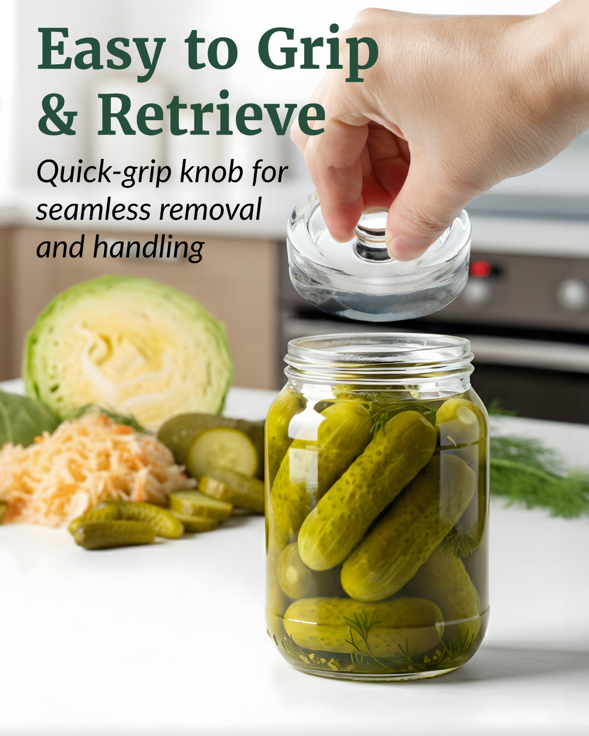 Elementi Fermentation Kit - Set of 2 Silicone Fermenting Lids & Wide Mouth Fermentation Weights