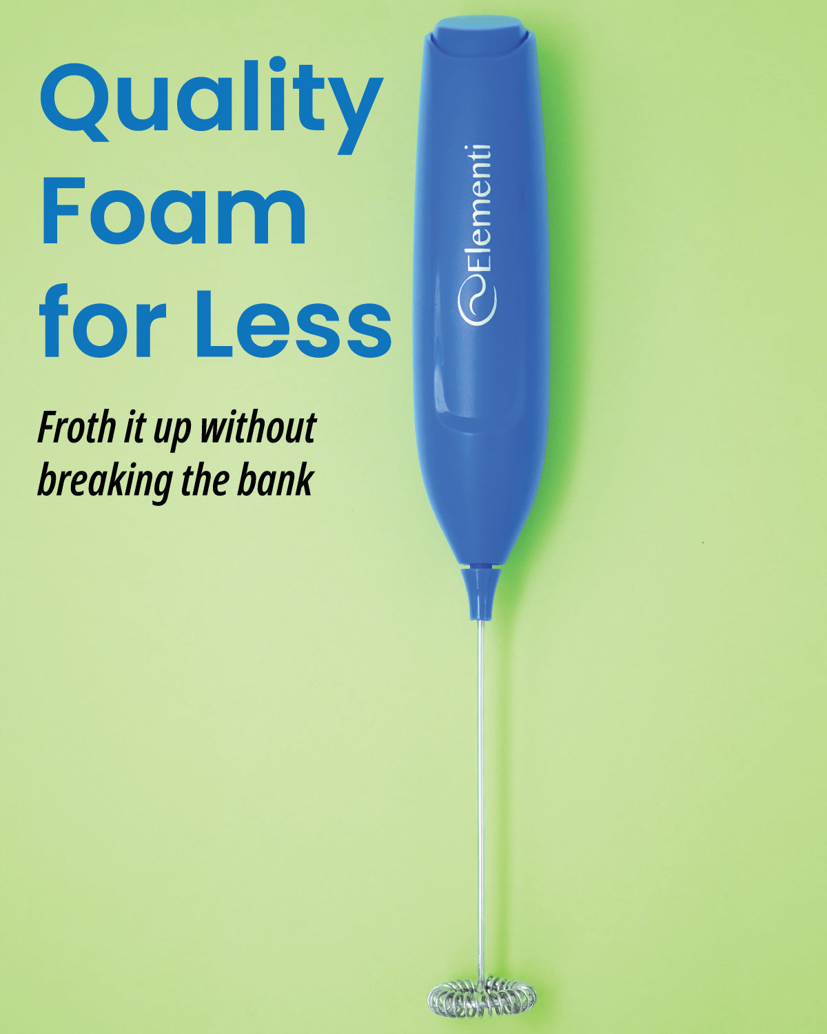 Elementi Powerful Frother Wand – Lightweight Milk Frother (Electric Blue)