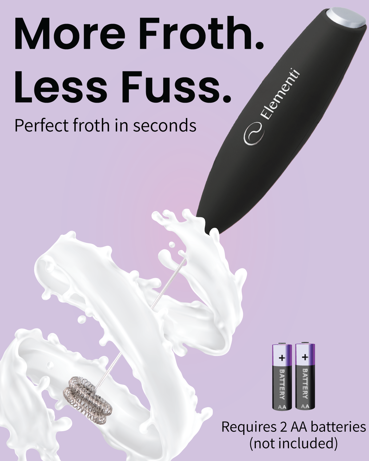 Elementi Handheld Milk Frother Double Whisk