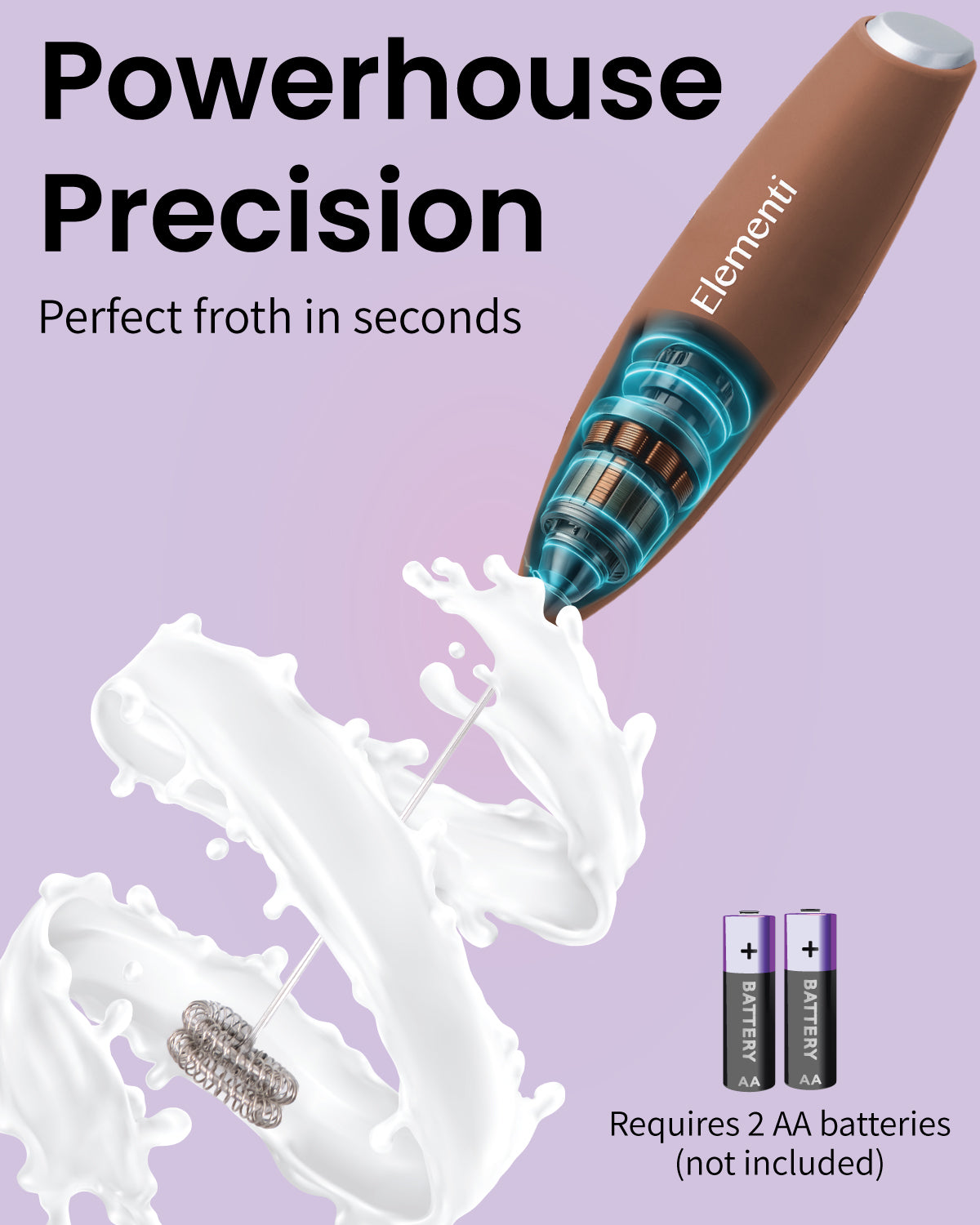 Elementi Handheld Milk Frother Double Whisk