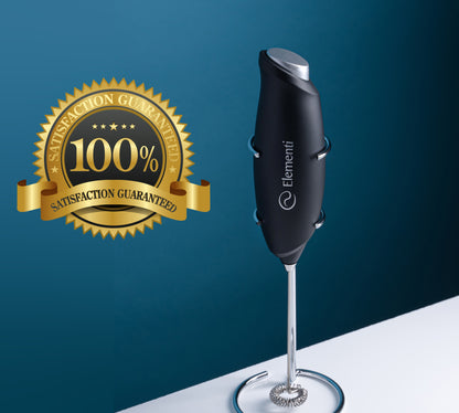 Elementi Electric Milk Frother Handheld (Ultra Black)
