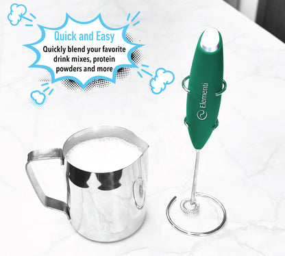 Elementi Electric Milk Frother Handheld (Emerald Green)
