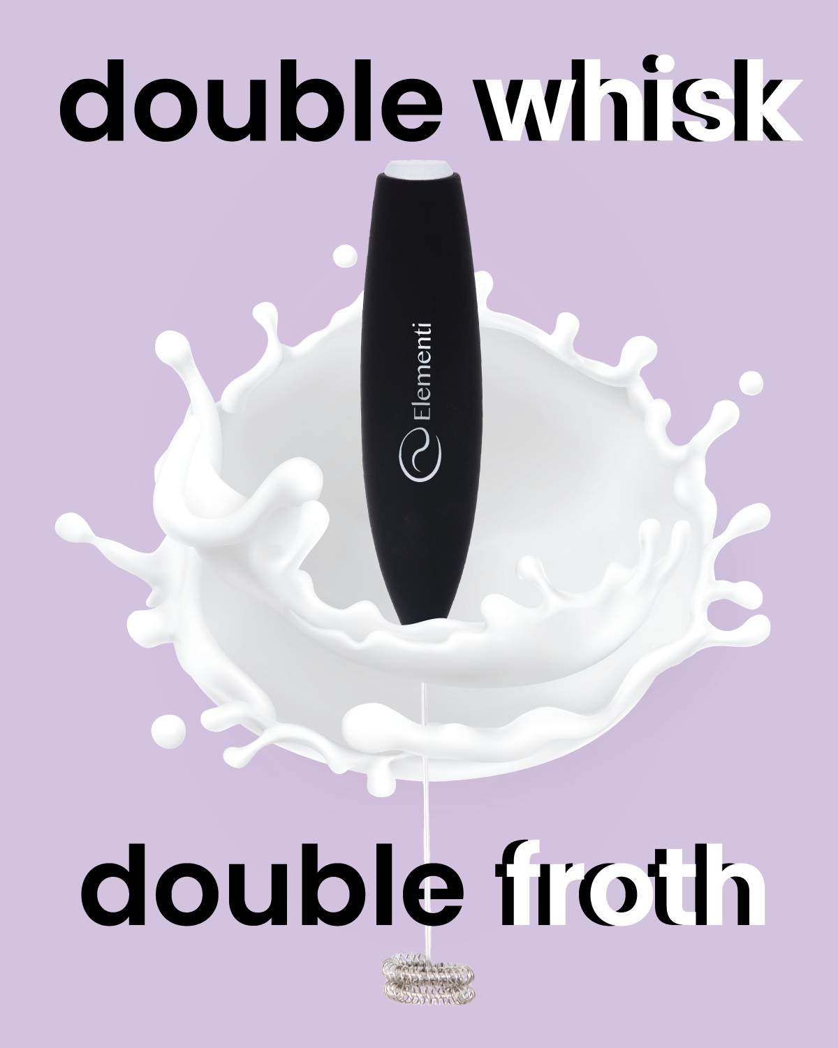 Elementi Handheld Milk Frother Double Whisk