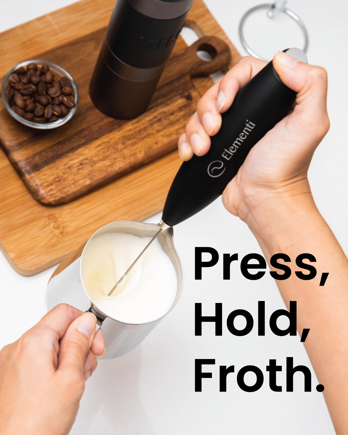 Elementi Handheld Milk Frother Double Whisk