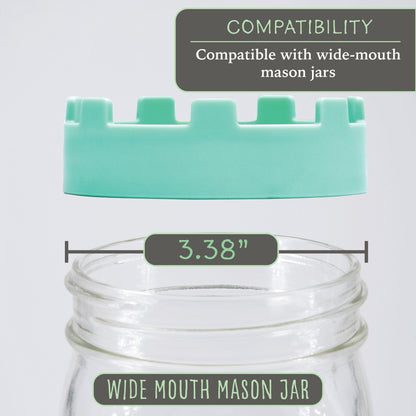 Elementi Sprouting Kit - Set of 2 Sprouting Lids for Wide Mouth Mason Jars (Mint Green)