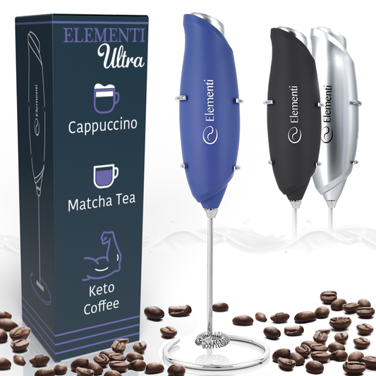Elementi Electric Milk Frother Handheld (Ultra Blue)