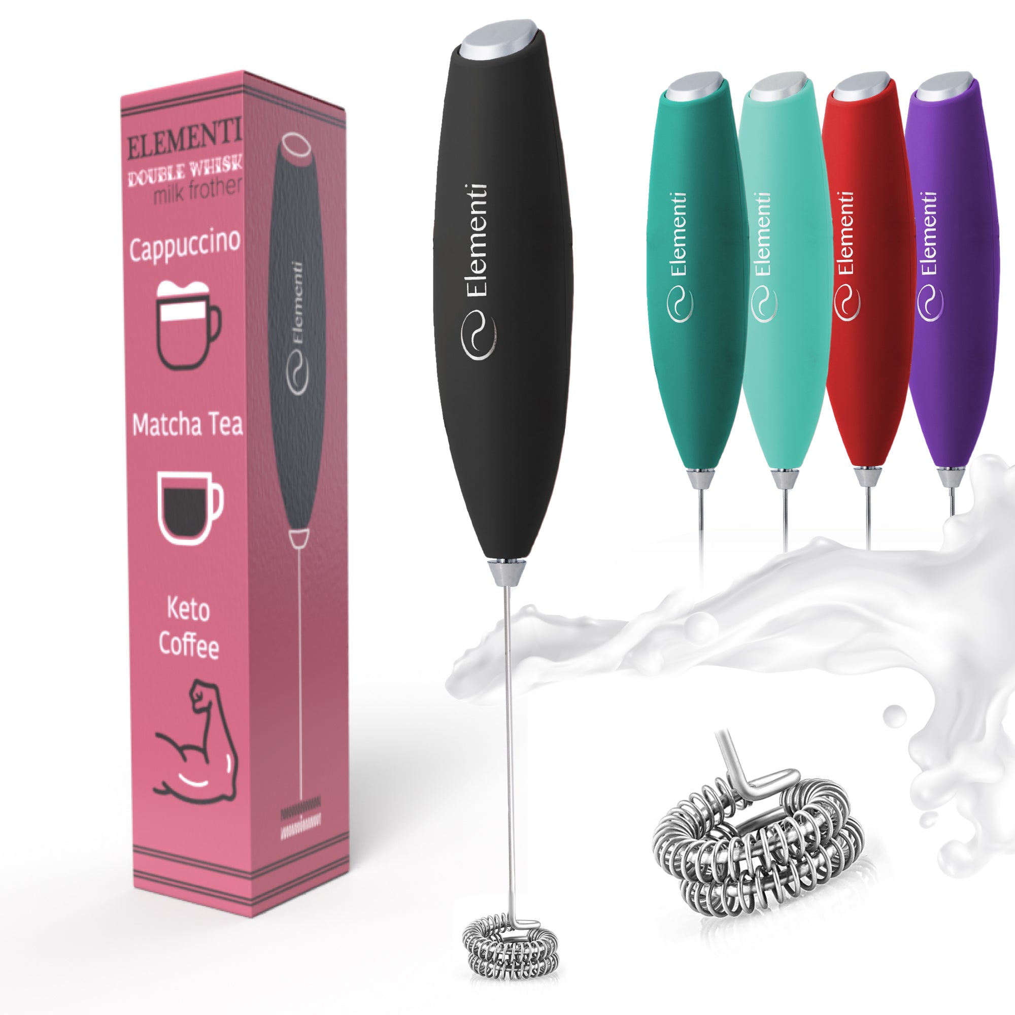 Elementi Handheld Milk Frother Double Whisk
