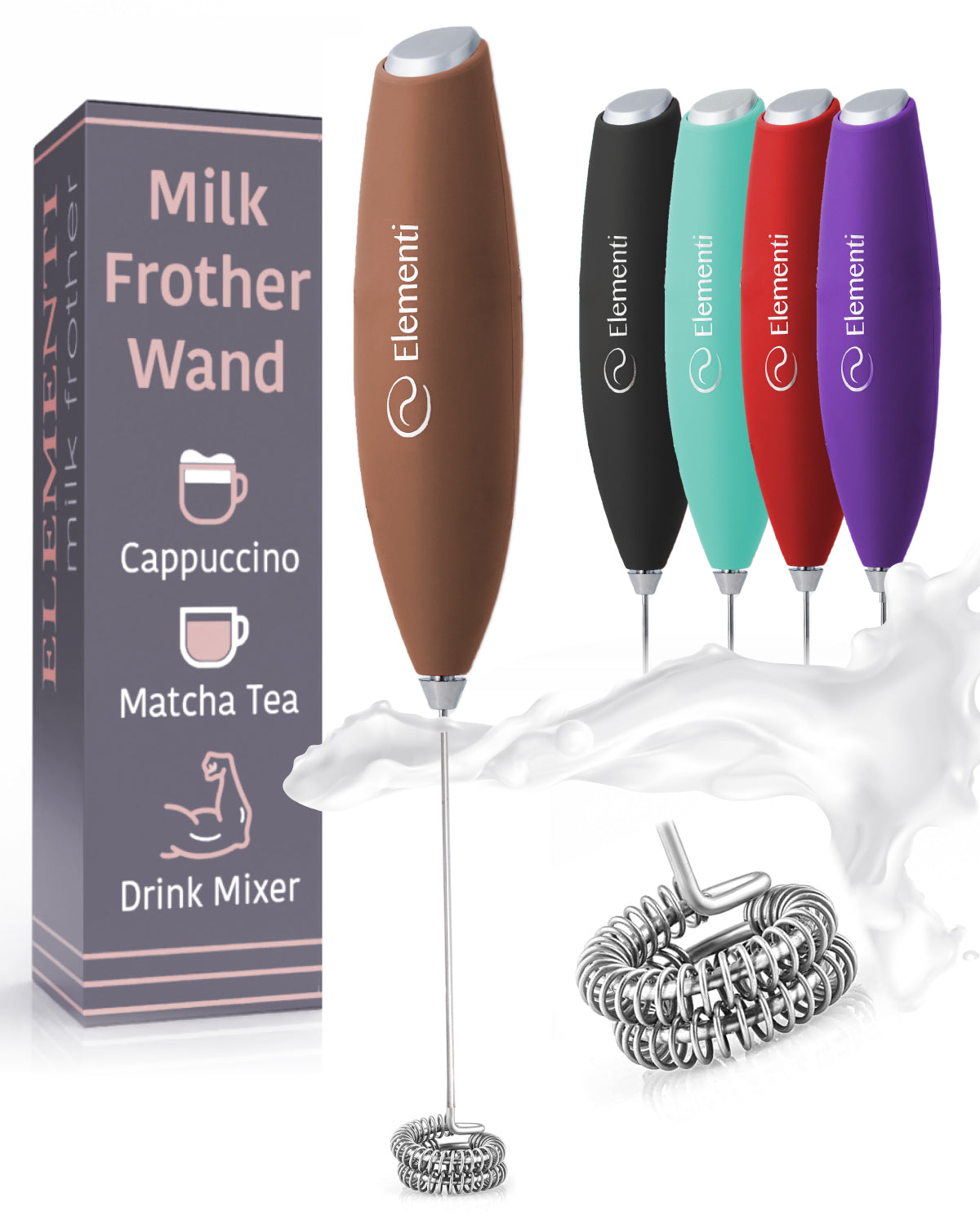 Elementi Handheld Milk Frother Double Whisk