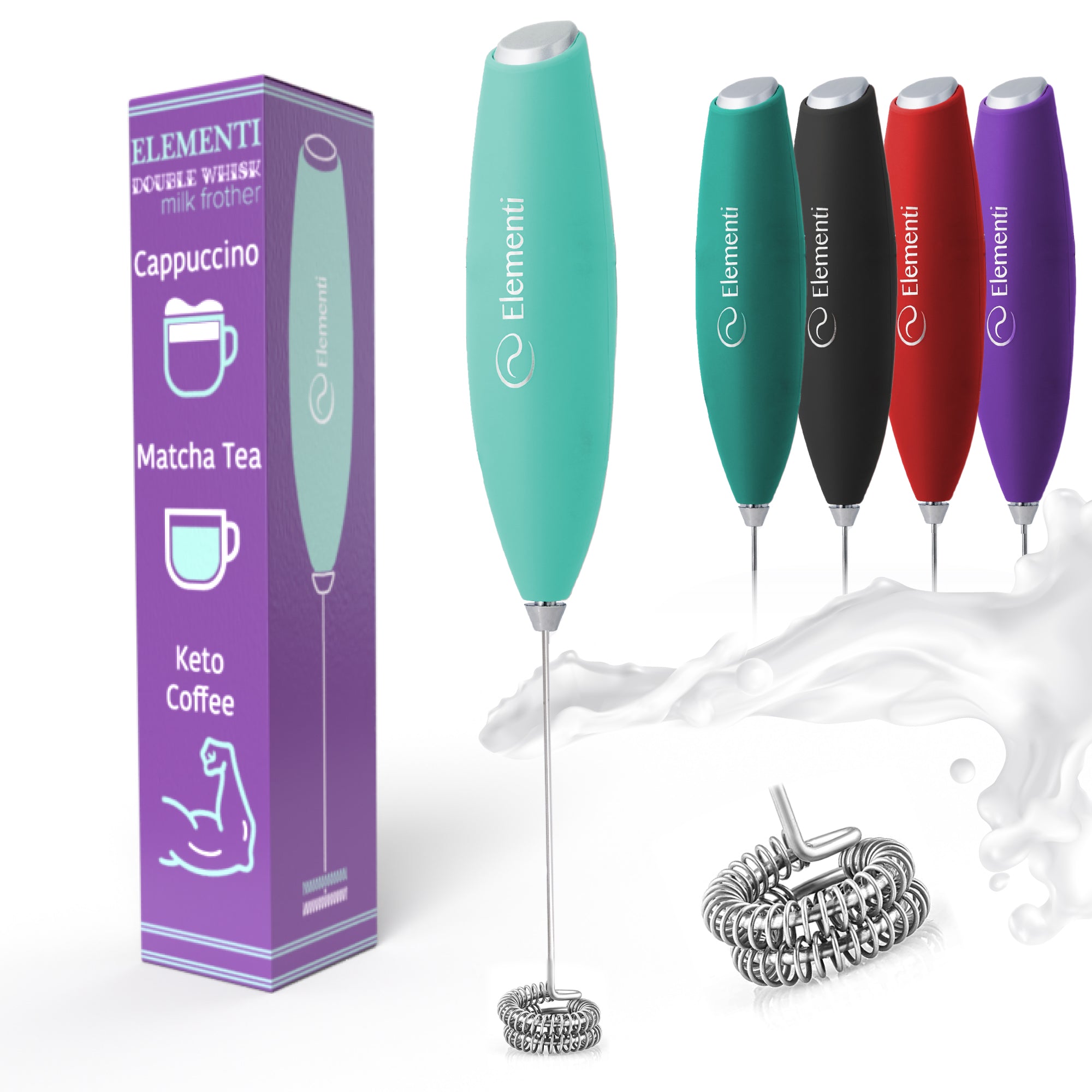 Elementi Handheld Milk Frother Double Whisk
