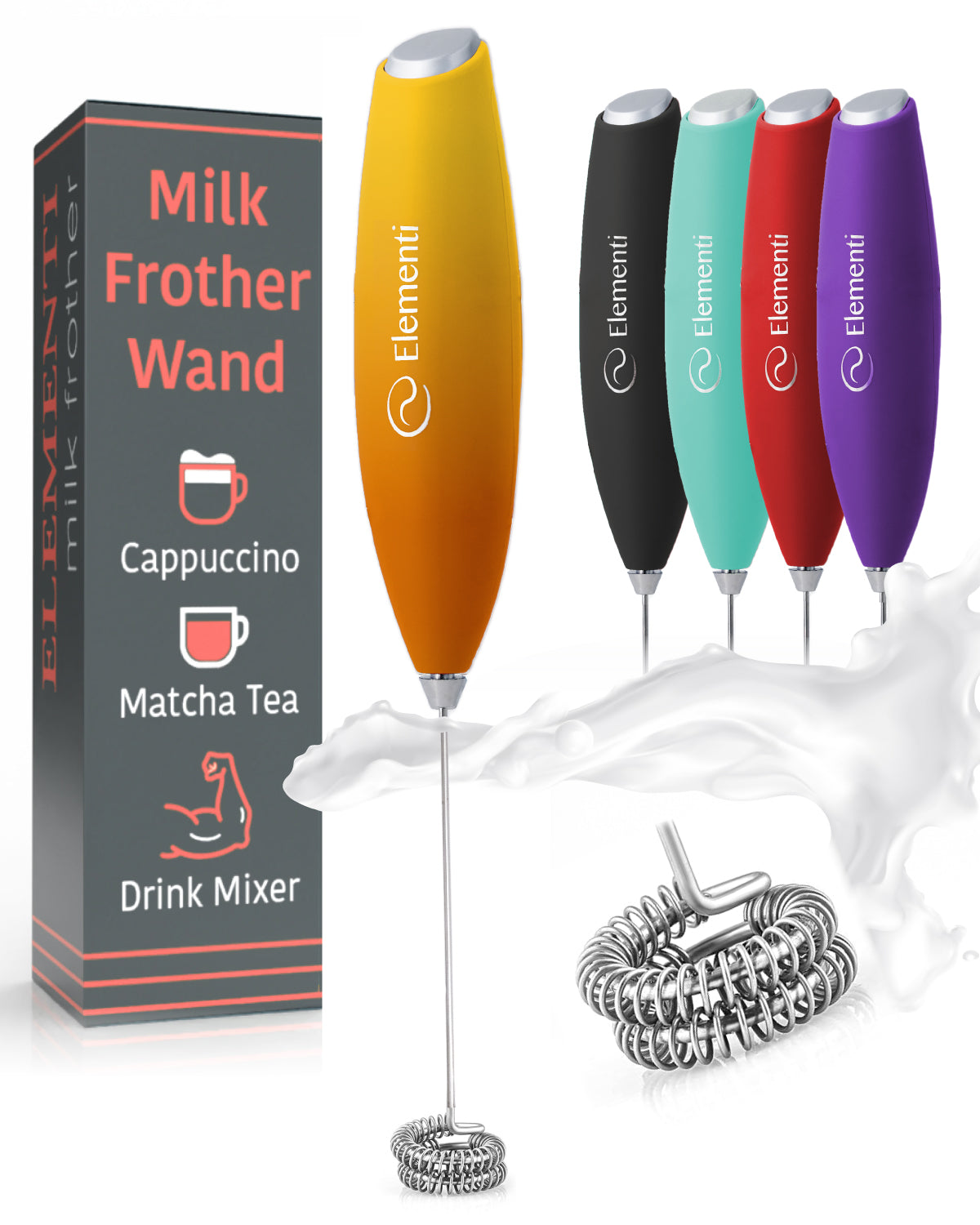 Elementi Handheld Milk Frother Double Whisk